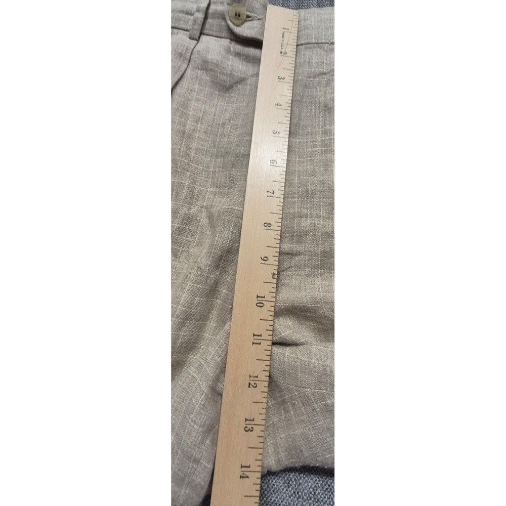 Harold Powell mens tan khaki 100% linen dress shorts sz. 33 preppy pleated front - Picture 4 of 12
